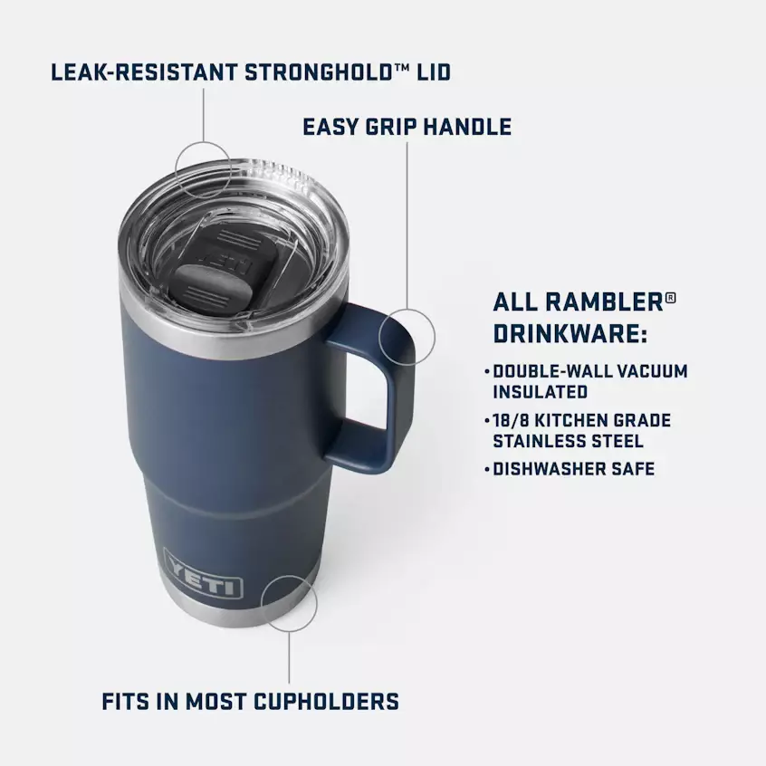 Yeti Rambler 2.0 Travel Mug 20oz Black Thermos mug - Ruoto.com