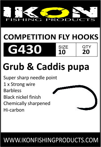 Ikon G430 Barbless Grub & Caddis Pupa - Barbless Hooks - 6430077070028 - 1
