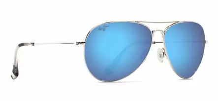 Maui Jim Mavericks - Silver Titanium Frame with Blue Hawaii Lens - Plastic Lenses - 603429035648 - 1