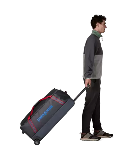 Patagonia Black Hole Wheeled Duffel 100L Smolder Blue w/Amanita Red - Gear Bags - 198077742098 - 2