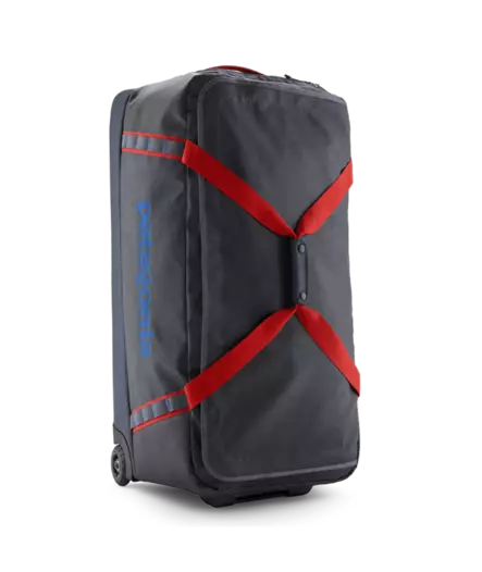 Patagonia Black Hole Wheeled Duffel 100L Smolder Blue w/Amanita Red - Gear Bags - 198077742098 - 1