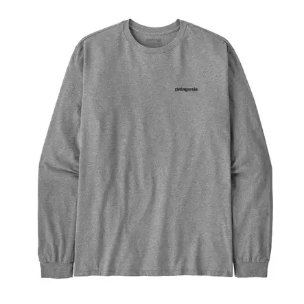Patagonia Mens LS P-6 Logo Responsibili-Tee Gravel Heather - T-Shirts - 192964206328 - 1