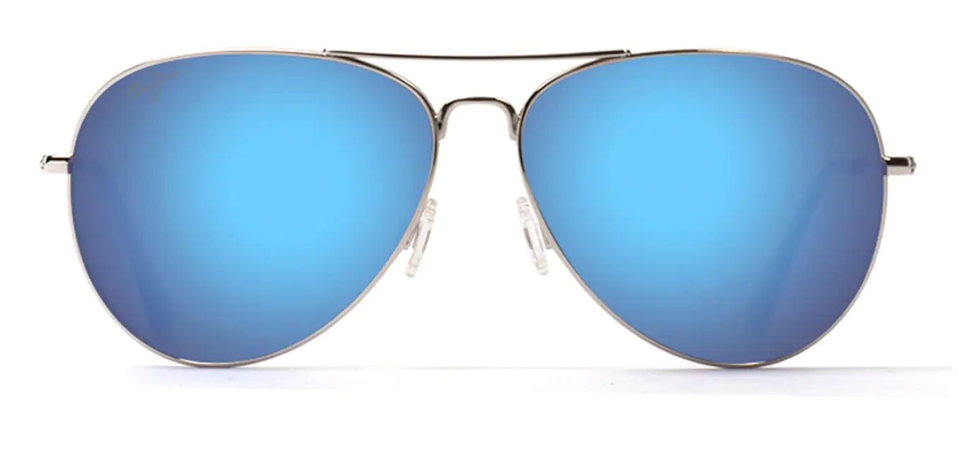 Maui Jim MJ-264 Mavericks Sunglasses Unisex Silver Blue Titanium 61-14-137 Silver / Blue Hawaii Maui Jim Mavericks 264 main image 2