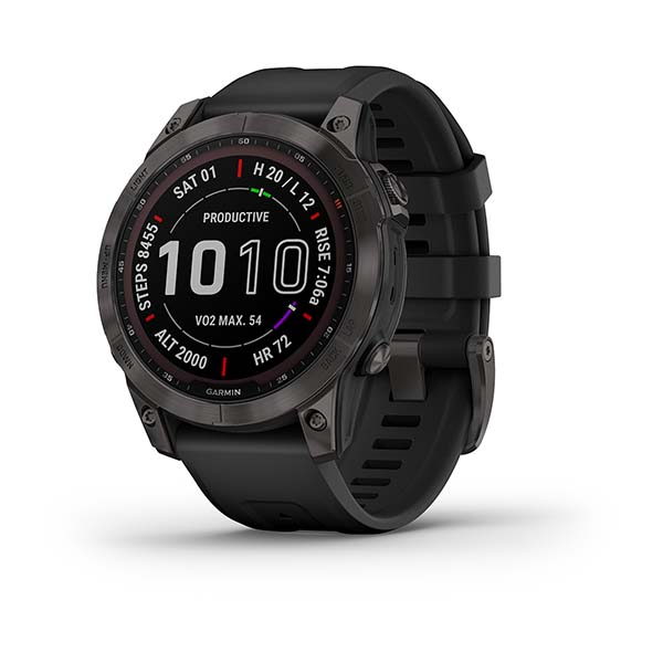 Garmin Fenix 7 Sapphire Solar Black DLC Titanium with Black Band - GPS Devices and Wearables - 0753759278168 - 1