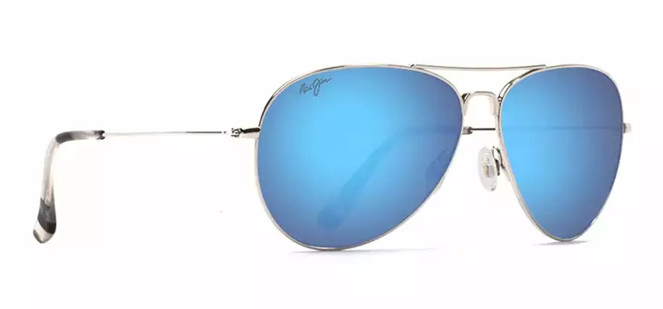 Maui Jim Mavericks - Silver Titanium Frame with Blue Hawaii Lens - Plastic Lenses - 603429035648 - 1