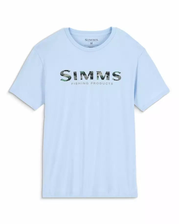 Simms Shroud Fill Logo T-Shirt Sky Blue - Men T-Shirts - 694264699829 - 2