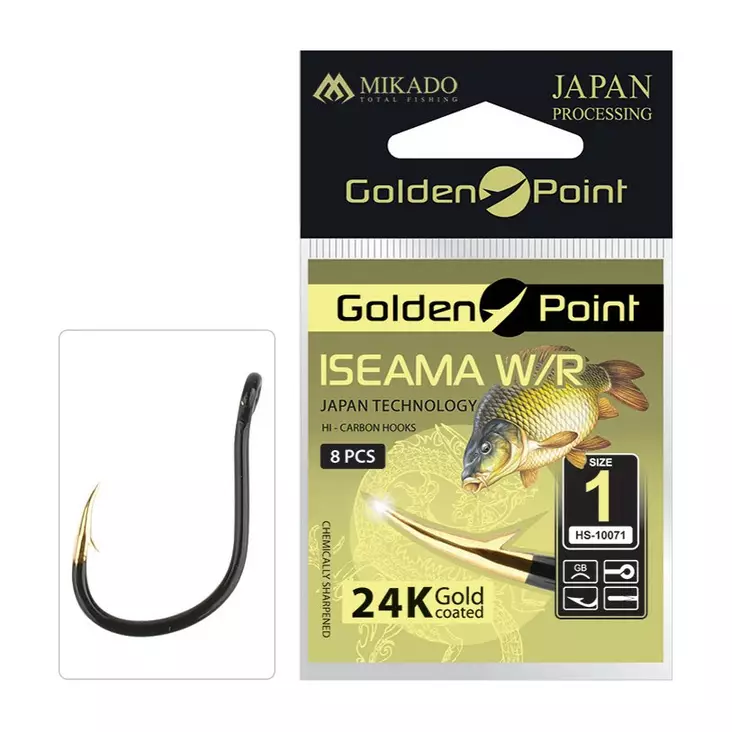 Mikado Golden Point Iseama with Ring 9 pcs #4 - Eyed & Spade End Hooks - 5900637616689 - 1