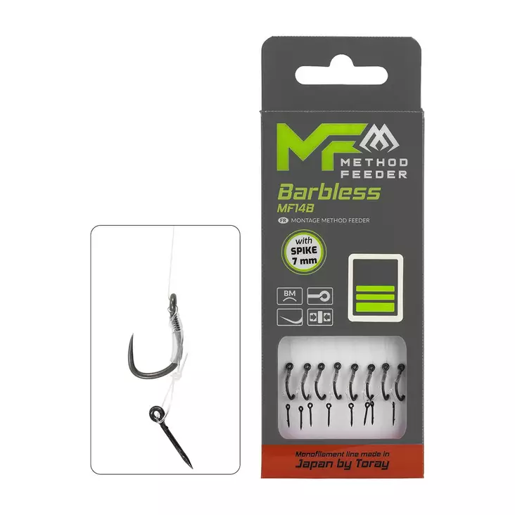 Mikado MF Rig MF14 Spike Barbless Mono 10cm - Ready Tied Hooks - 5900637120759 - 1