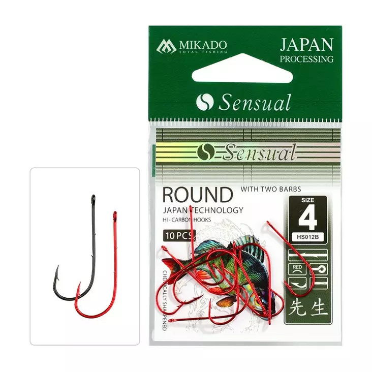Mikado Sensual Round with Barbs Red - Eyed & Spade End Hooks - 5900637710059 - 1