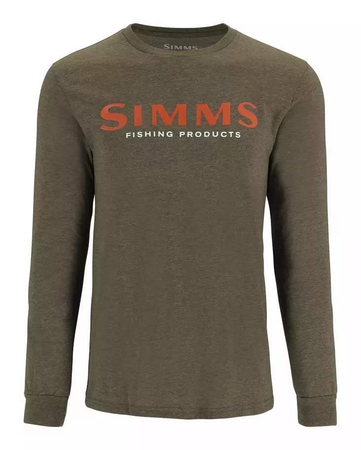 Simms Logo Shirt LS Loden Heather - Men T-Shirts - 694264670699 - 1