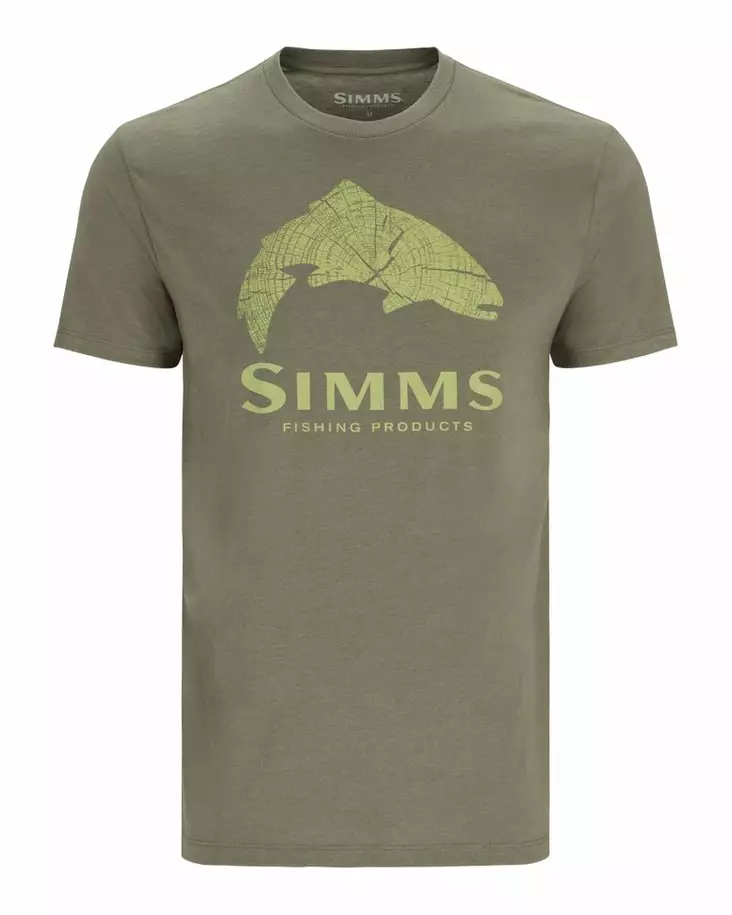 Simms Wood Trout Fill T-Shirt Military Heather - T-Shirts - 694264597699 - 1