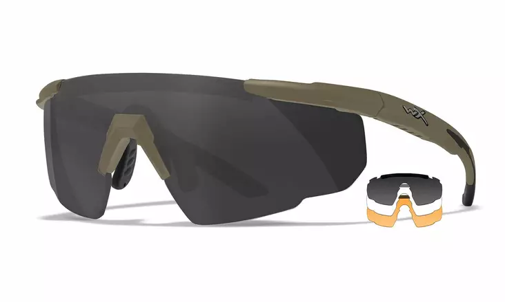 Wiley X Saber Advanced Grey & Clear & Light Rust - Matte Tan - Shooting Glasses - 712316063739 - 1