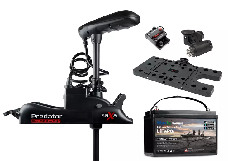 Saxa Predator Pro 58lbs 54'' + MaxLi Lithium - Saxa Trolling Motors - 940800-020-M60AH - 1