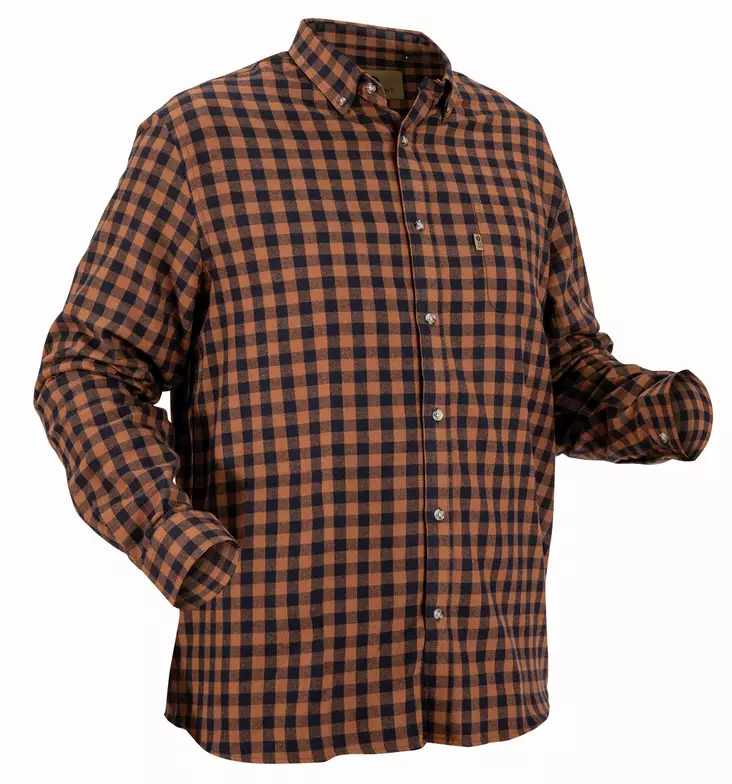 Nordhunt Sermen Flannel Shirt Navy / Tobacco Check - Shirts - NH600224-259-S - 1
