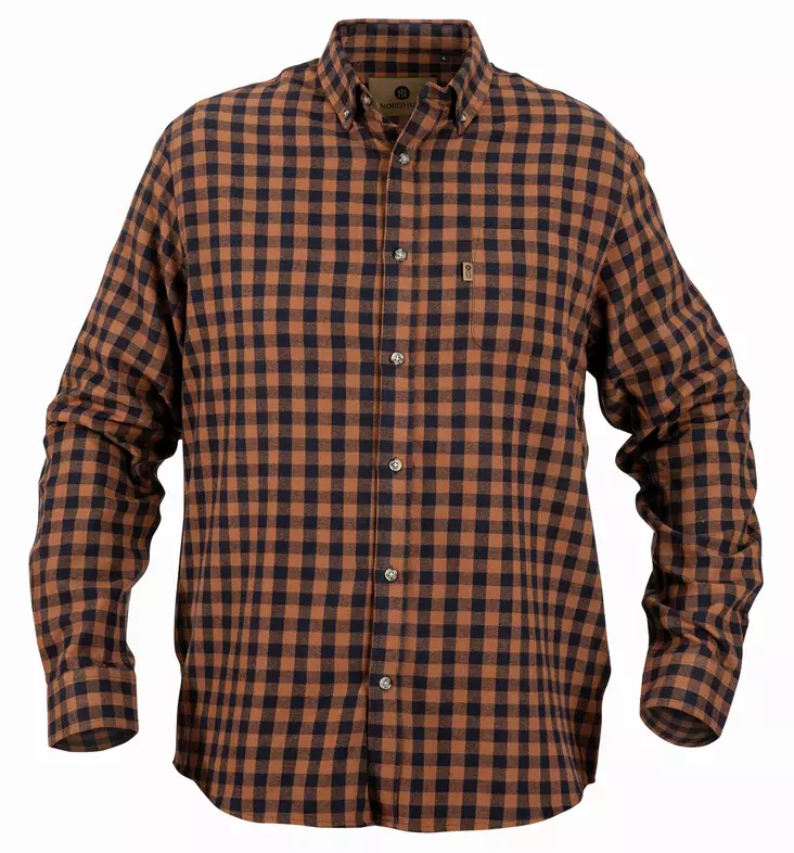 Nordhunt Sermen Flannel Shirt Navy / Tobacco Check